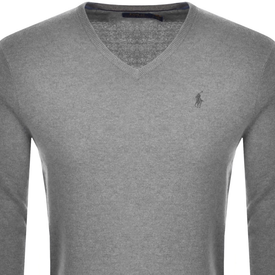 Alternative Image for ProductRalph Lauren V Neck Wool Knit Jumper Grey2